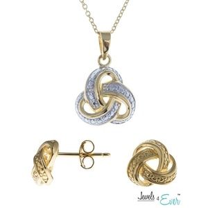 925 Silver Diamond Love Knot Earring & Necklace